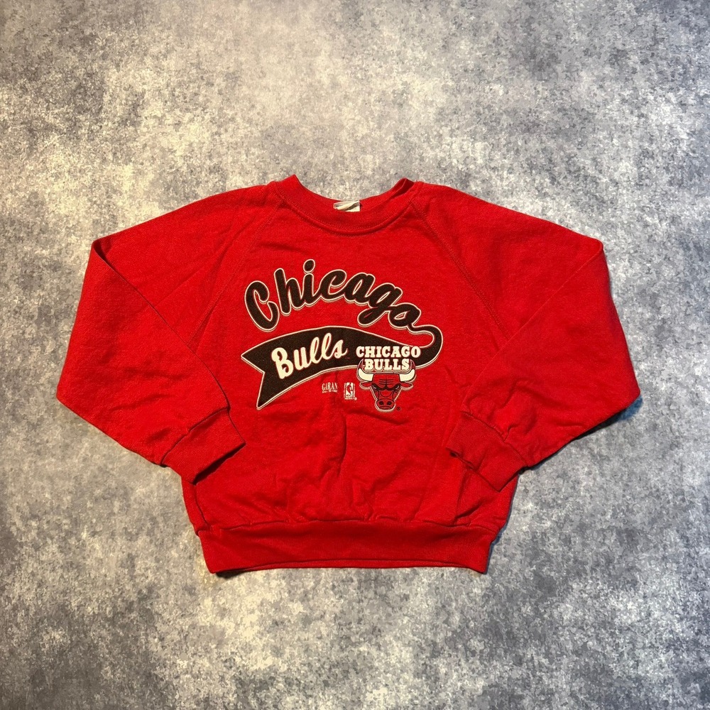 Vintage 1992 Chicago Bulls Garan Kids Crewneck Red Size L 7 NBA Made in USA